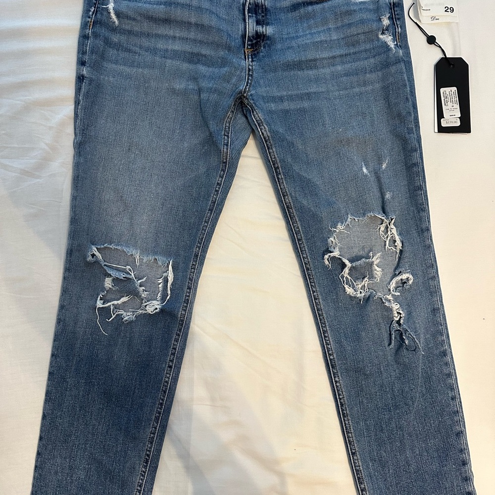 rag & bone Light Blue Distressed Boyfriend Jeans